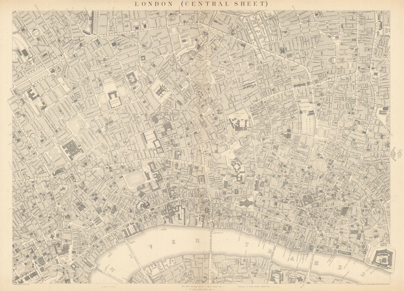 CASSELLS LONDON Central. Bloomsbury Covent Garden City Holborn. WELLER 1863 map